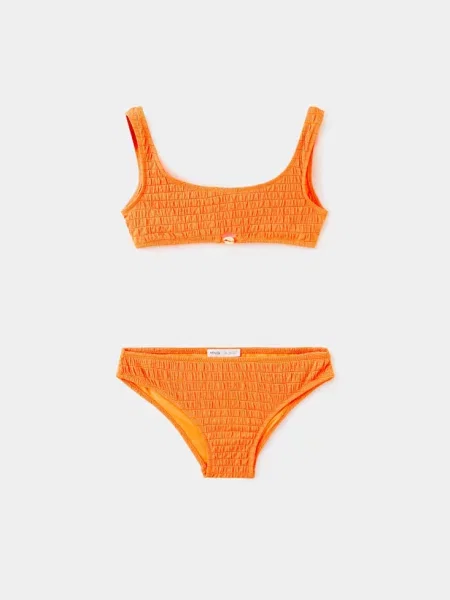 Bikini z teksturą Dzieci lata MANGO KIDS pomarańczowy