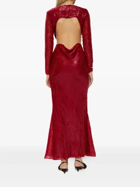 Rochie maxi Self-portrait lungă de costum roșu