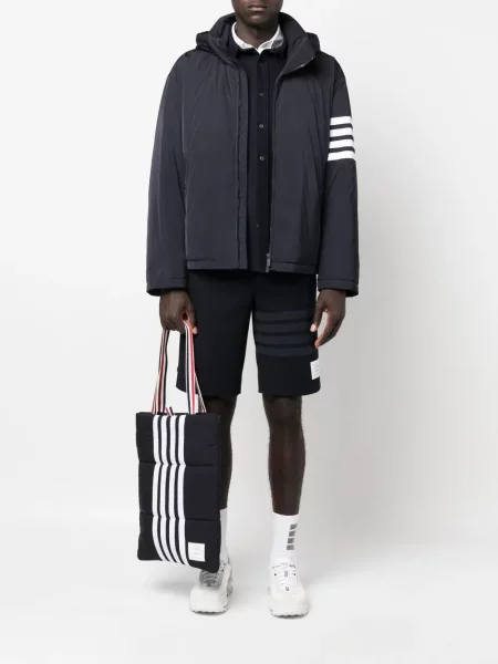 Pruhovaná bomber bunda Thom Browne modrá