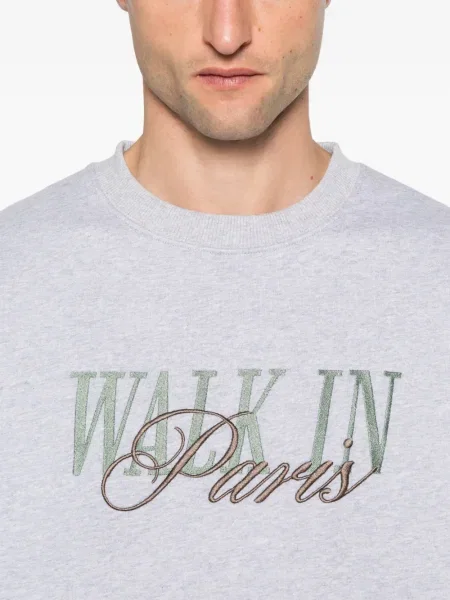 Hanorac Walk In Paris cu broderie gri