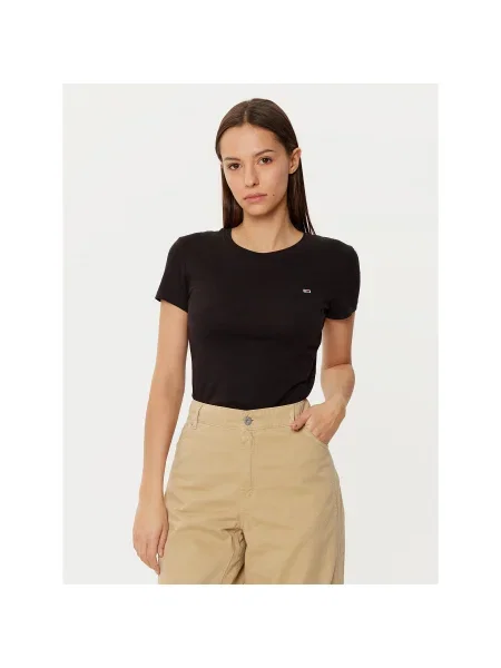 Tommy Jeans Póló Slim Fit fekete