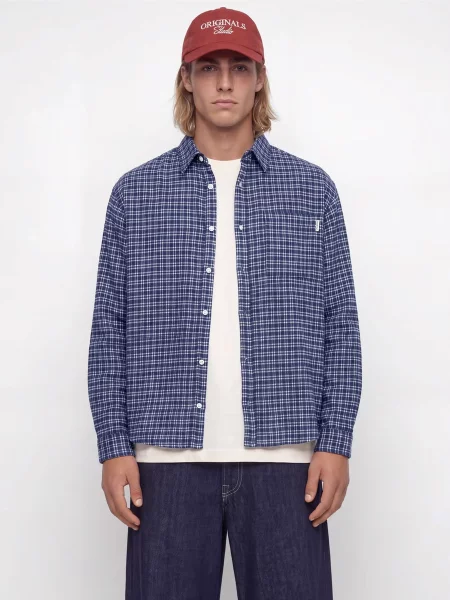Сорочка в клітинку JACK & JONES FREDERIKSBERG FLANNEL SHIRT L/ синій/блакитний синя