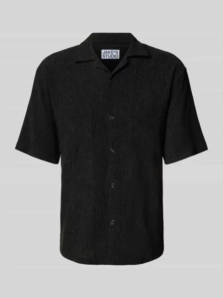Koszula casualowa o kroju regular fit z kołnierzem z połami Jake*s Studio Men czarna