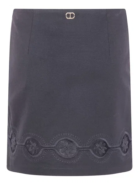 Fustă Twinset cu broderie cu model floral albastru