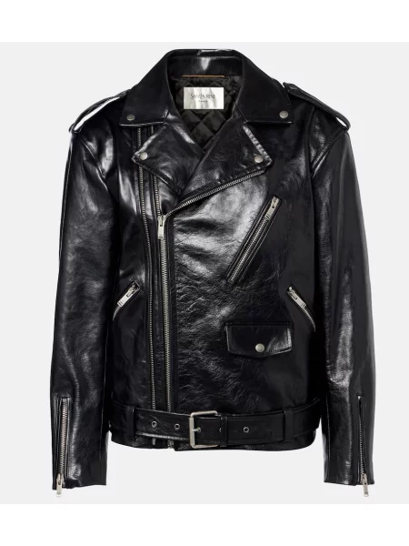 Kurtka skórzana Saint Laurent biker brązowa