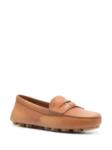 Δερμάτινα loafers Miu Miu καφέ