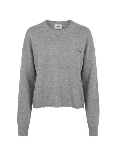 Hanorac crewneck Autry cu broderie cu decolteu rotund gri