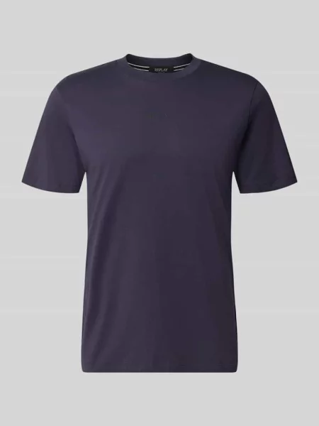 T-shirt z okrągłym dekoltem i logo Replay fioletowa