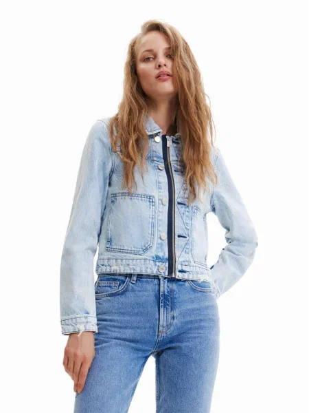 Дънково яке Desigual с преходна изолация синьо