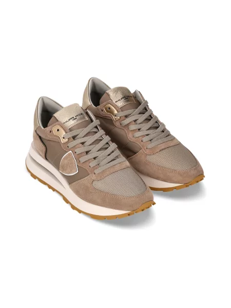 Sneakersy Philippe Model do biegania sznurowane zamszowe beżowe
