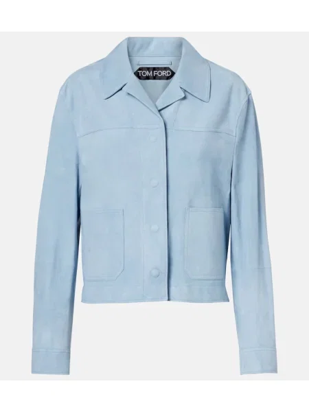 Geacă Tom Ford din piele de căprioară albastru