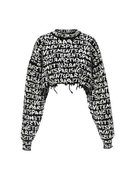 Sweter Vetements wełniany o krotszym kroju czarny