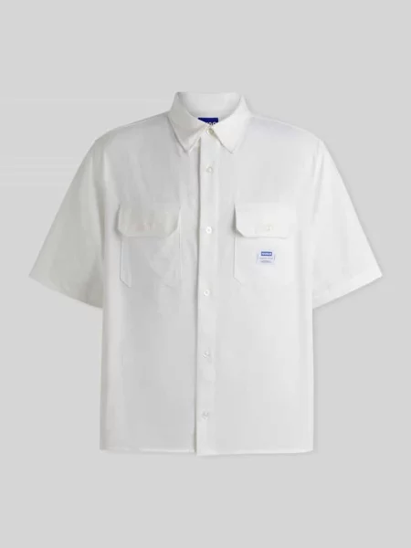 Oversize koszula casual z czystej bawełny model Ekyno' Hugo Blue beżowa