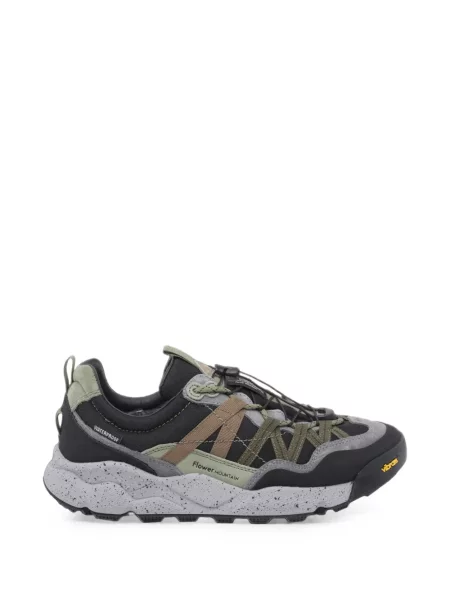 Sneakerși Flower Mountain din piele de căprioară cu model floral verde