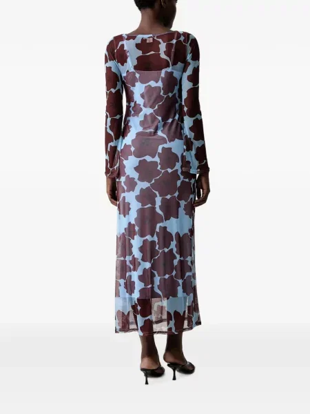 Rochie Never Fully Dressed cu model floral cu imagine plasă albastru