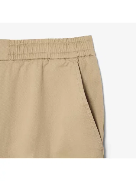 Lacoste Szorty Z Bawełny Stretch Regular Fit beżowy