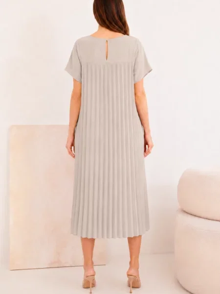 Rochie mini Kesi Włoski cu mâneci scurte bej