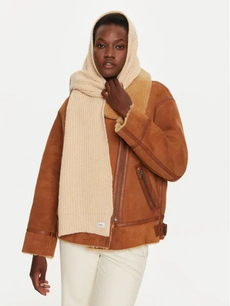 Шал Pepe Jeans WENEBA SCARF дамски с изчистен дизайн бежово
