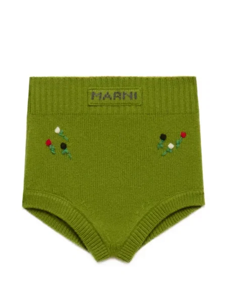 Chiloți briefs Marni cu broderie de lână cu model floral verde