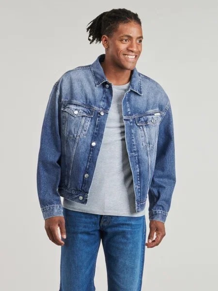 Geacă de blugi Calvin Klein Jeans albastru