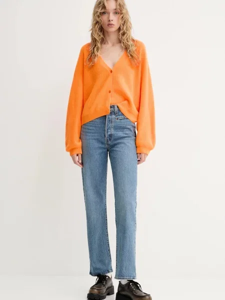 American Vintage kardigan z wełną pomarańczowy