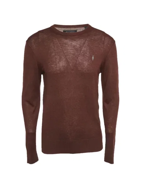 Pulover Allsaints cu decolteu rotund maro