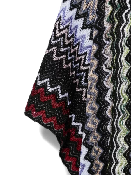 Poncho Missoni tricotate cu glugă negru