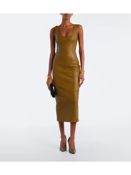 Rochie midi Alex Perry din piele verde
