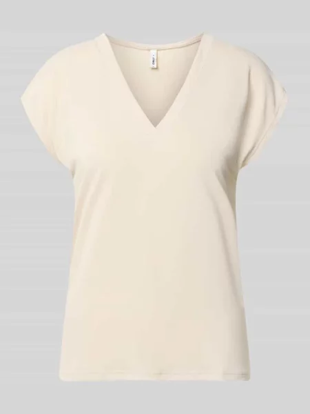 T-shirt o kroju loose fit z mieszanki modalu model FREE' Only beżowa