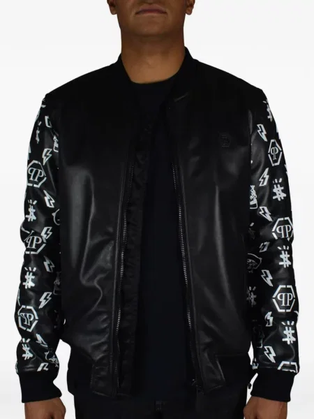 Geanta de piele Philipp Plein negru