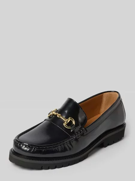 Loafersy z naturalnej skóry bydlęcej model HUGO' Selected czarne