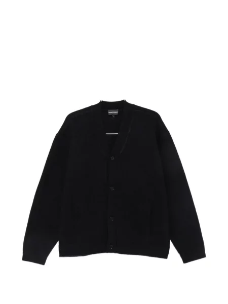 Cardigan Emporio Armani tricotate cu decolteu în V albastru