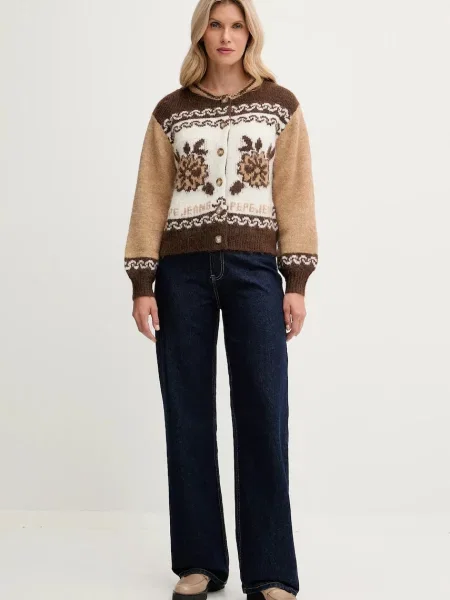 Кардиган з додаванням вовни Pepe Jeans теплий коричневий