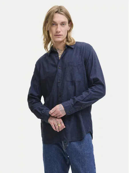 Jack&Jones Marškiniai Classic Melange Tamsiai mėlyna