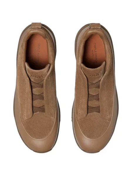 Sneakerși Zegna din piele de căprioară bej