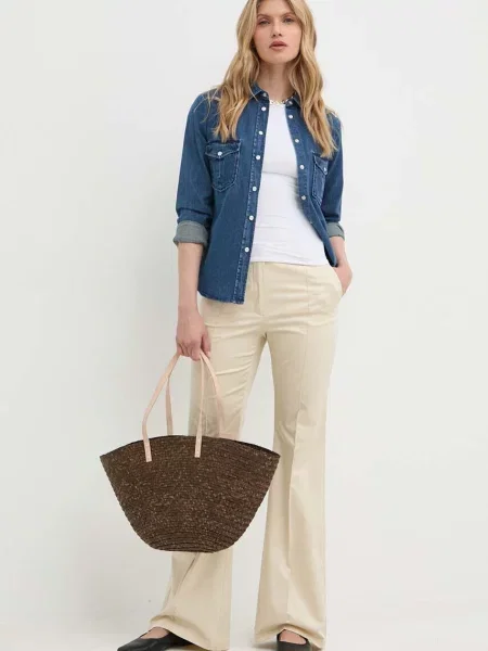 Классическая ошейниковый рубашка Max&co синяя