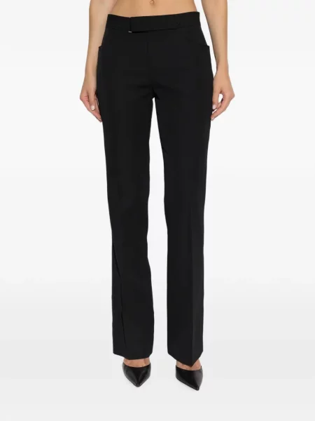 Cu centură pantaloni Balmain de lână negru