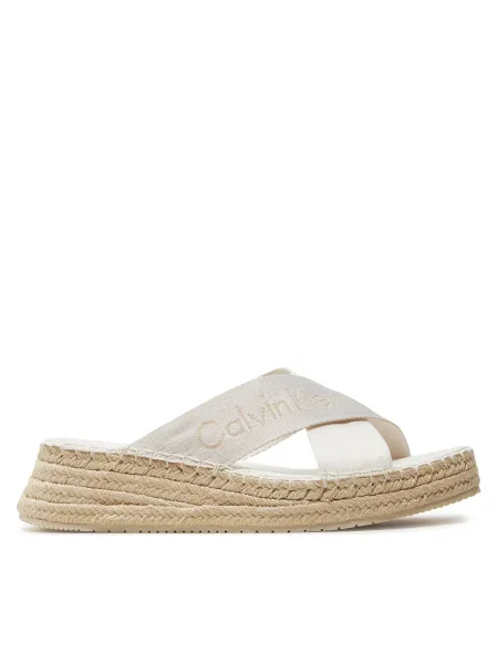 Чехли Calvin Klein Jeans SPORTY WEDGE ROPE SANDAL MR със скосена платформа бяло