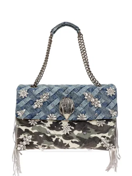 Geantă Kurt Geiger London cu franjuri cu model camuflaj mari albastru
