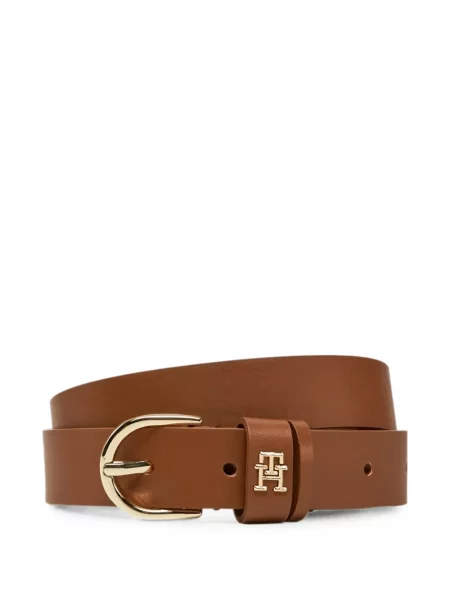 Curea Tommy Hilfiger din piele cu autograf maro