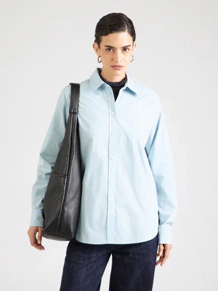 Calvin Klein Jeans Blúzka pastelovo / pastelovo žltá / šedobiela modrá