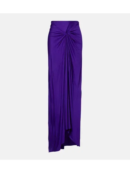 Fusta maxi Dries Van Noten drapată violet