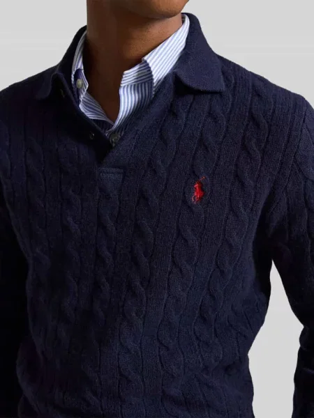 Sweter o kroju regular fit z mieszanki wełny i kaszmiru Polo Ralph Lauren granatowy