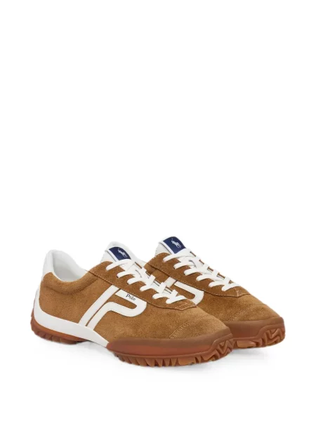 Kožni top Polo Ralph Lauren sa šiljcima s herringbone uzorkom smeđa