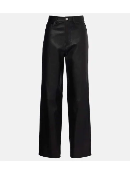 Pantaloni Róhe cu talie înaltă din piele negru