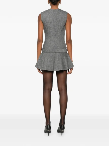 Rochie mini Self-portrait cu model herringbone de costum gri