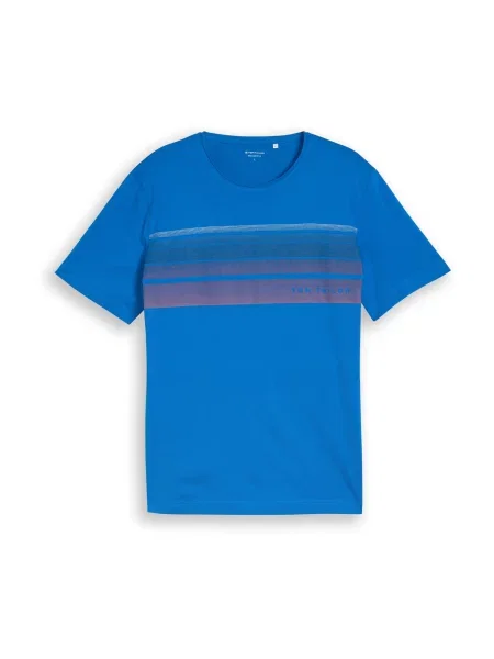 TOM TAILOR Tricou albastru / roșu cranberry / negru alb