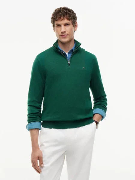 Tommy Hilfiger Sweter z zawartością kaszmiru Mężczyźni S zielony