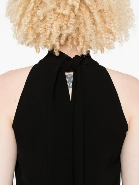 Rochie midi Max Mara până la genunchi cu gât halter de costum negru