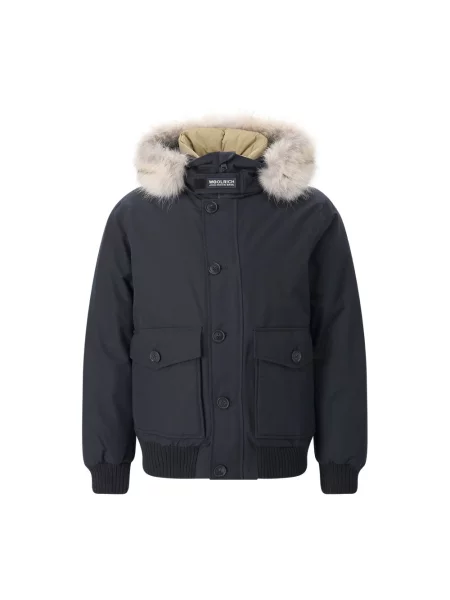 Kurtka bomber Woolrich z kapturem niebieski
